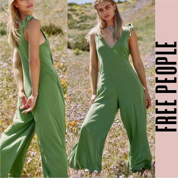 New Free People Beach Alice One Piece Jumpsuit Green